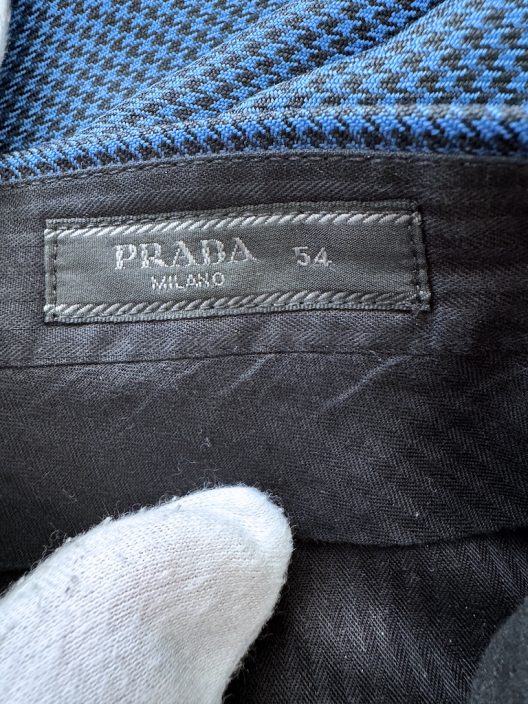 Prada Virgin Wool-Silk Pants, Vichy Print