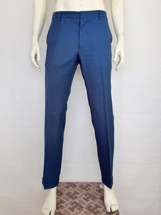 Prada Virgin Wool-Silk Pants, Vichy Print