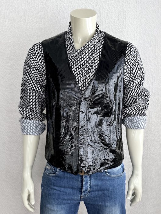 Versace Runway Black Leather Waistcoat