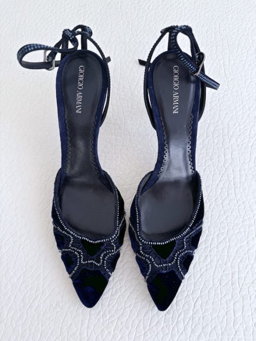 Giorgio Armani Velvet, Lace and Rhinestone Heeles Shoes