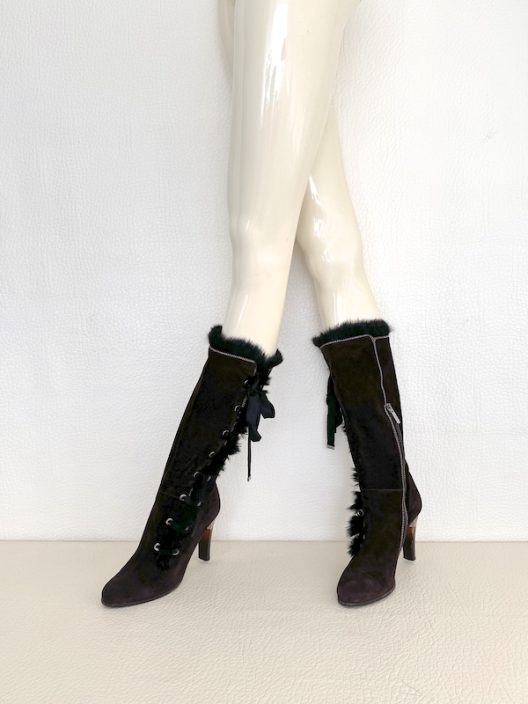 Emporio Armani Brown Suede High Boots