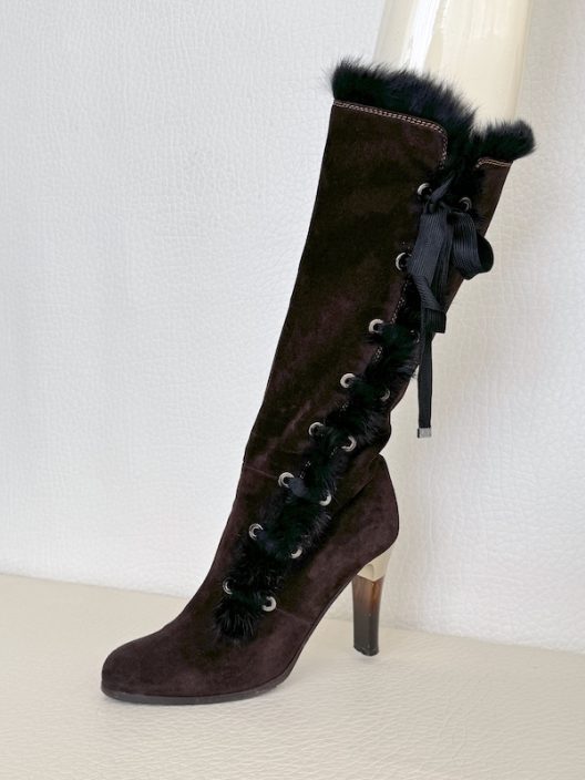 Emporio Armani Brown Suede High Boots
