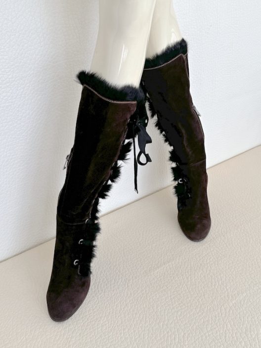 Emporio Armani Brown Suede High Boots