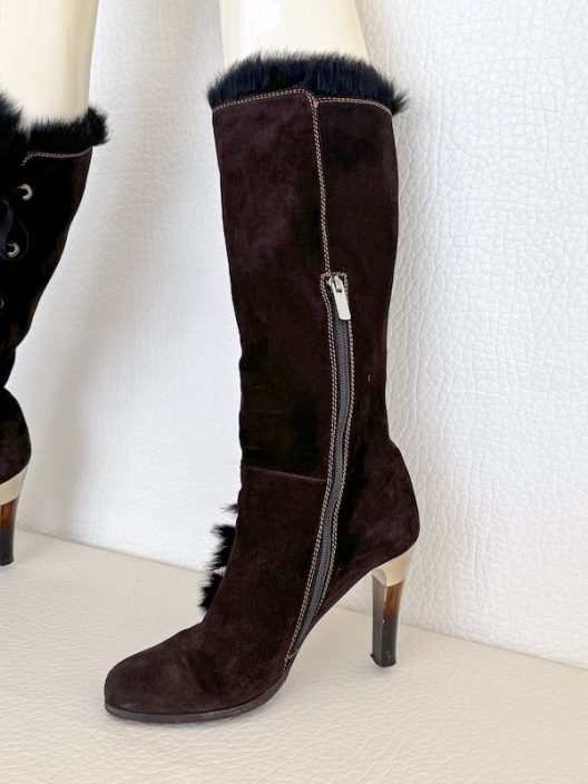 Emporio Armani Brown Suede High Boots