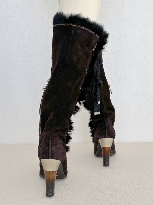 Emporio Armani Brown Suede High Boots