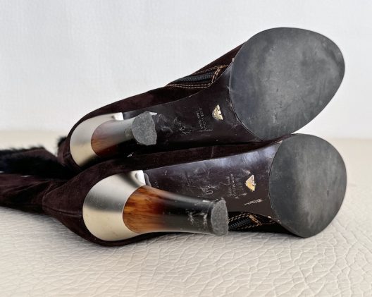 Emporio Armani Brown Suede High Boots