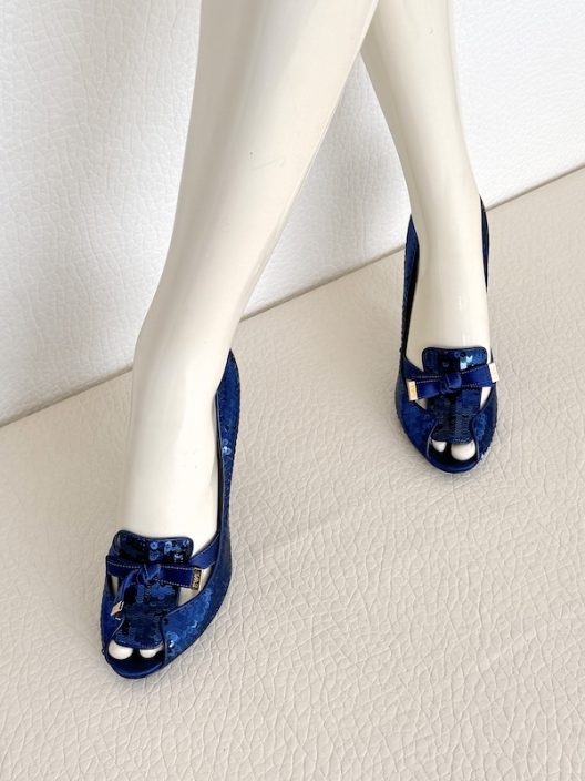 Emporio Armani Runway Blue Sequin High Heel Shoes