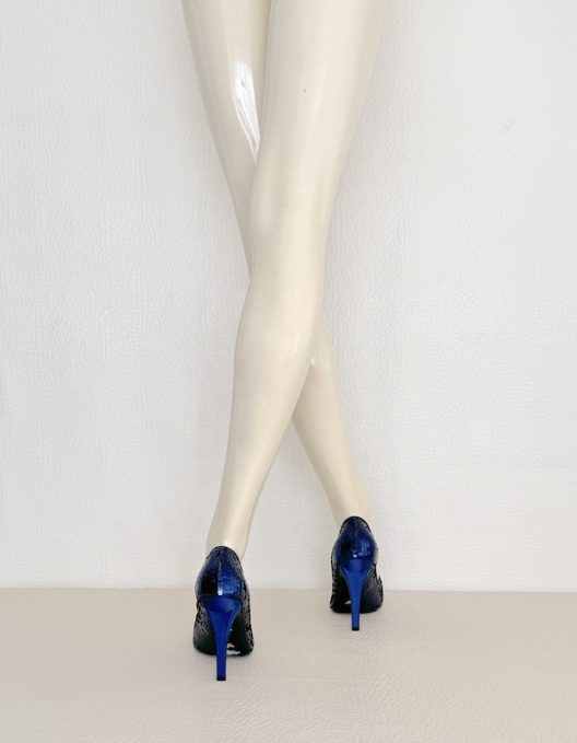 Emporio Armani Runway Blue Sequin High Heel Shoes