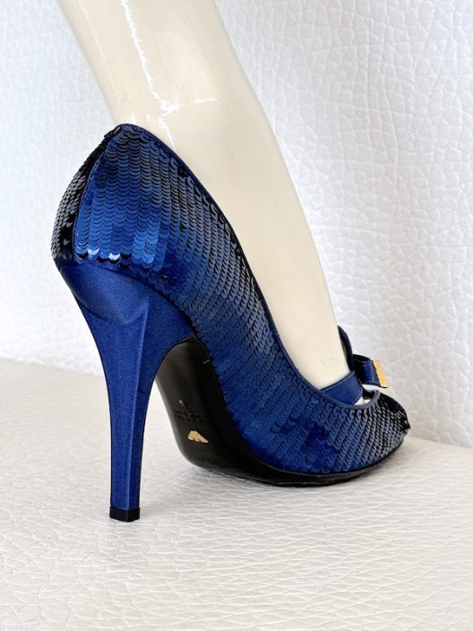 Emporio Armani Runway Blue Sequin High Heel Shoes