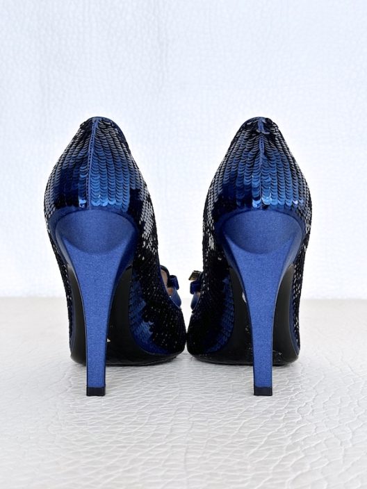 Emporio Armani Runway Blue Sequin High Heel Shoes