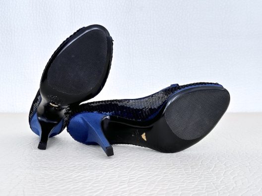 Emporio Armani Runway Blue Sequin High Heel Shoes