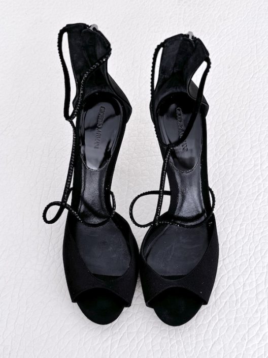 Giorgio Armani Rhinestone Satin High Heel Shoes