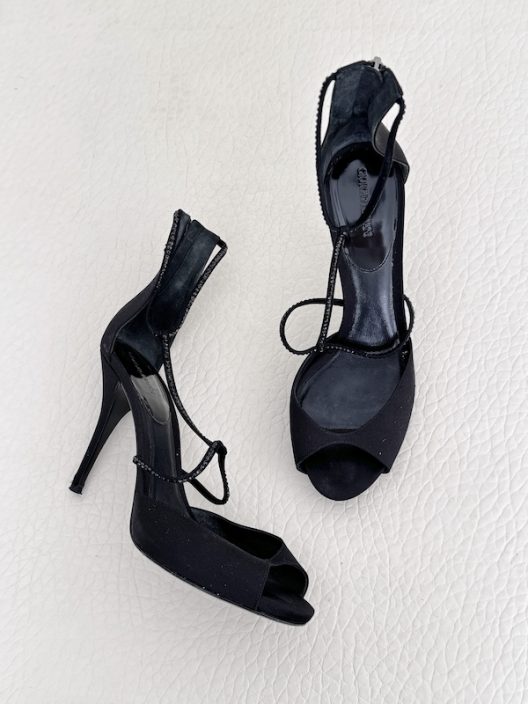 Giorgio Armani Rhinestone Satin High Heel Shoes