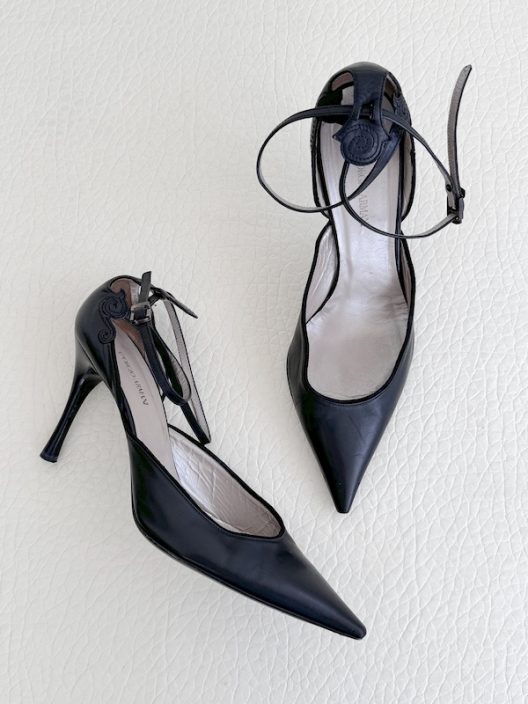 Giorgio Armani Black Leather Heeles Shoes