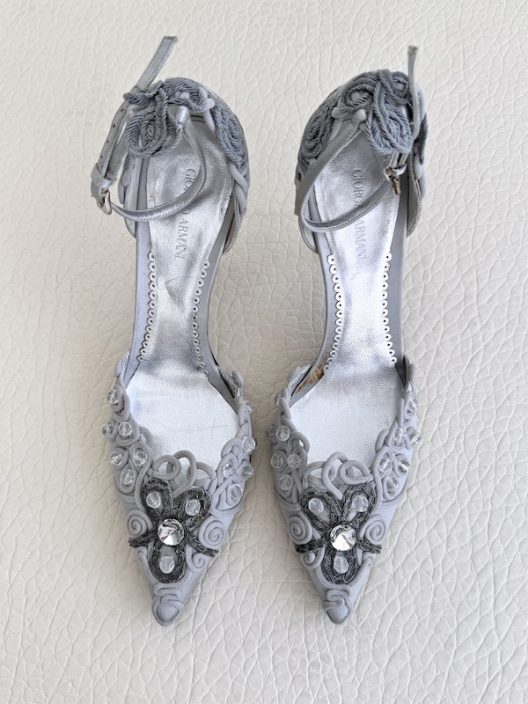 Giorgio Armani Satin and Rhinestones High Heel Shoes