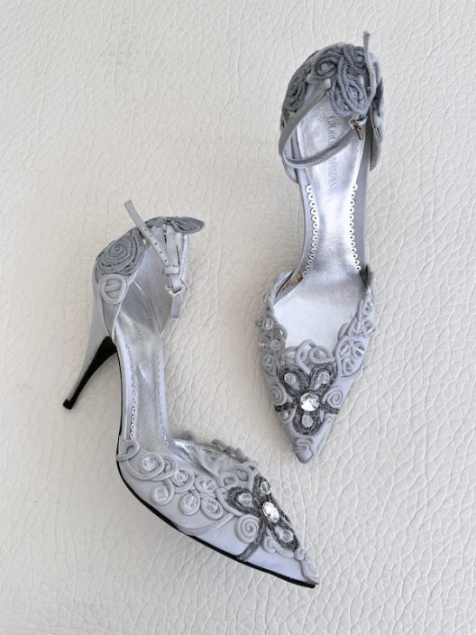 Giorgio Armani Satin and Rhinestones High Heel Shoes