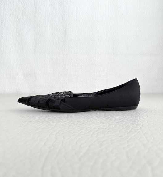 Giorgio Armani Satin Flat Shoe With Rhinestones