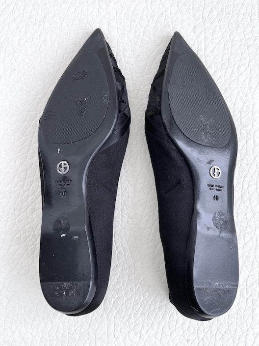 Giorgio Armani Satin Flat Shoe With Rhinestones