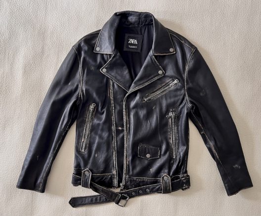 RARE ZARA Black Leather Biker Jacket Special Edition