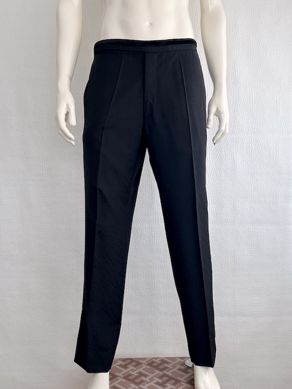 Gianni Versace Black Tuxedo Slim Pants Embellished With Velvet