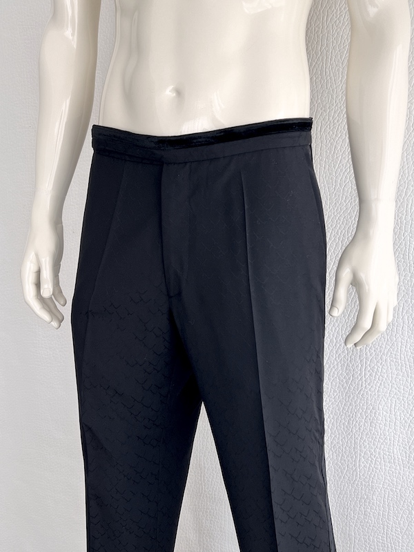 Gianni Versace Black Tuxedo Slim Pants Embellished With Velvet