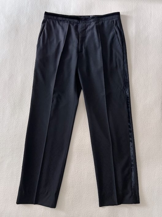 Gianni Versace Black Tuxedo Slim Pants Embellished With Velvet