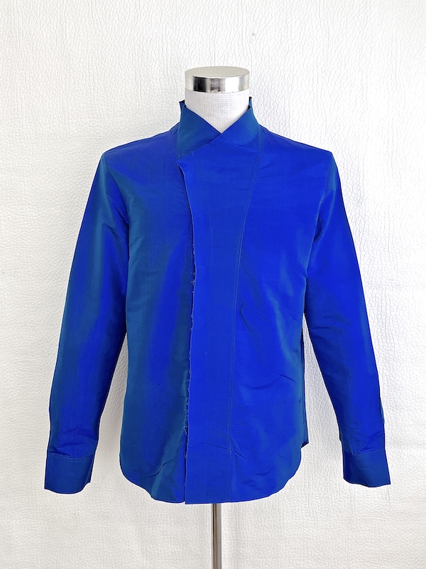 Emporio Armani Runway Silk Shirt Collarless-Hidden buttons