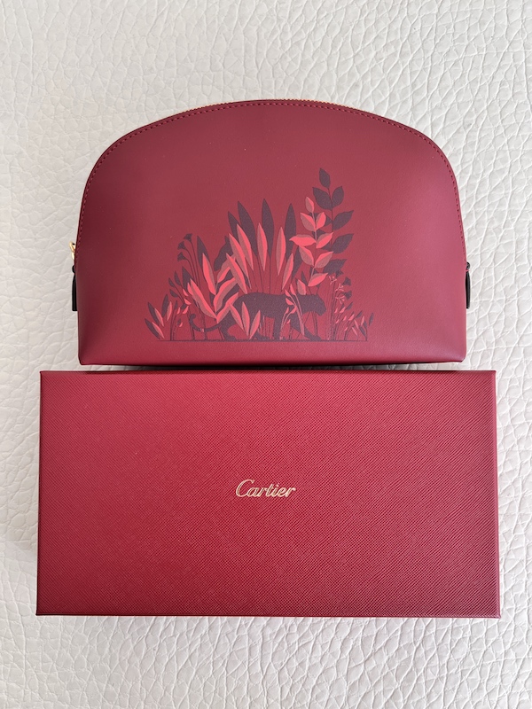 Cartier Panthère - Burgundy leather makeup bag