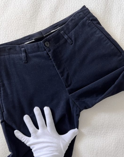 Armani Collezioni Navy Micro-Velvet trousers