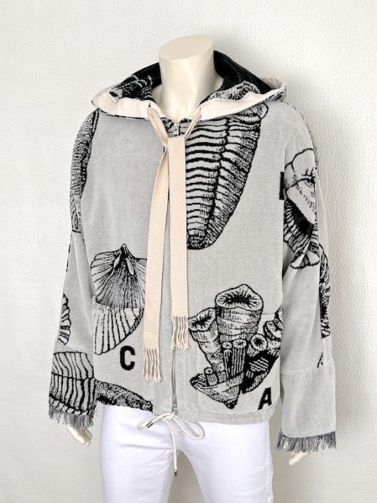 Loewe Paula’s Ibiza Hooded Cotton‑Terry Jacket with Seashell Jacquard Print