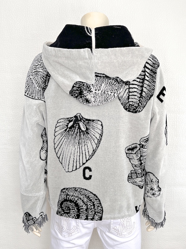 Loewe Paula’s Ibiza Hooded Cotton‑Terry Jacket with Seashell Jacquard Print