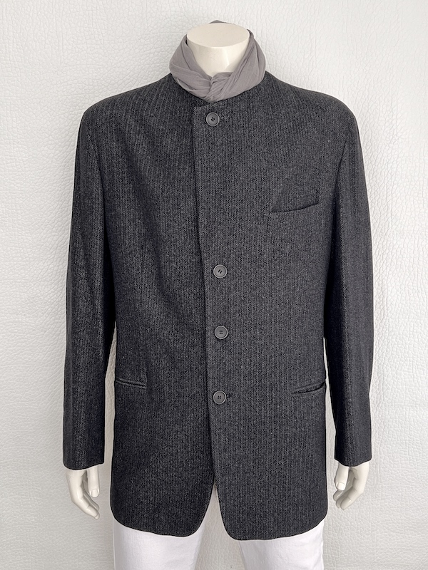 VTG Emporio Armani Unstructured Wool Mandarin Collar Jacket