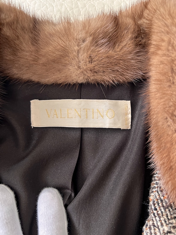 Valentino Garavani Tweed Blazer with Real Fur Collar