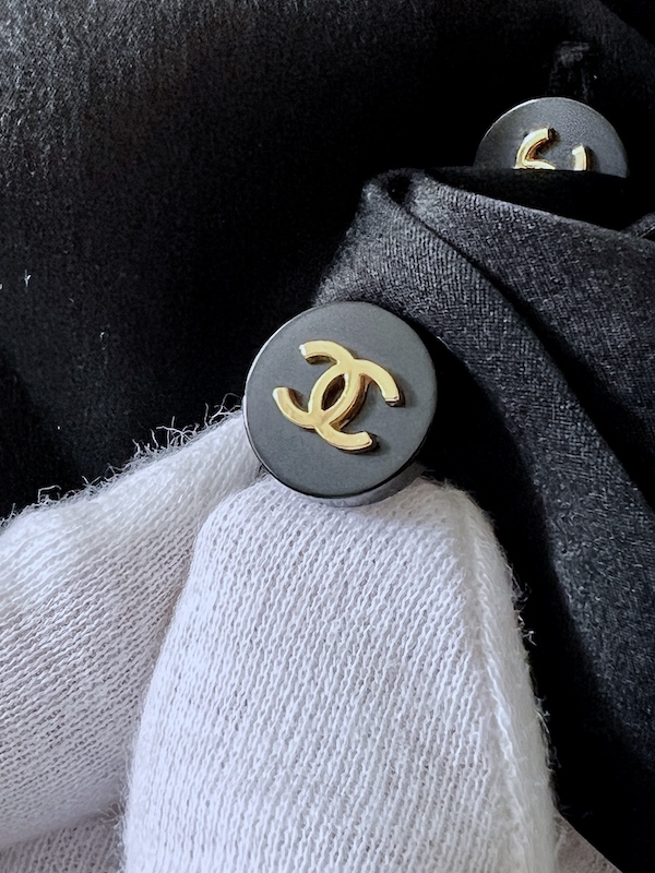 Chanel Black Silk Blouse - Gold "CC" Logo Buttons Sz.FR 38-US 6