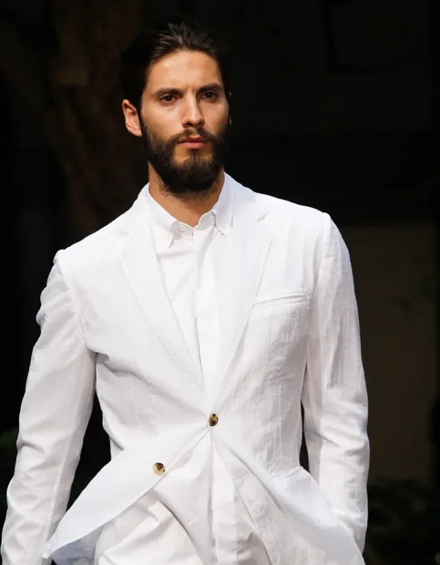 Hermes White Deconstructed Blazer Ultra Lightweight Mao Collar Runway Piece IT52