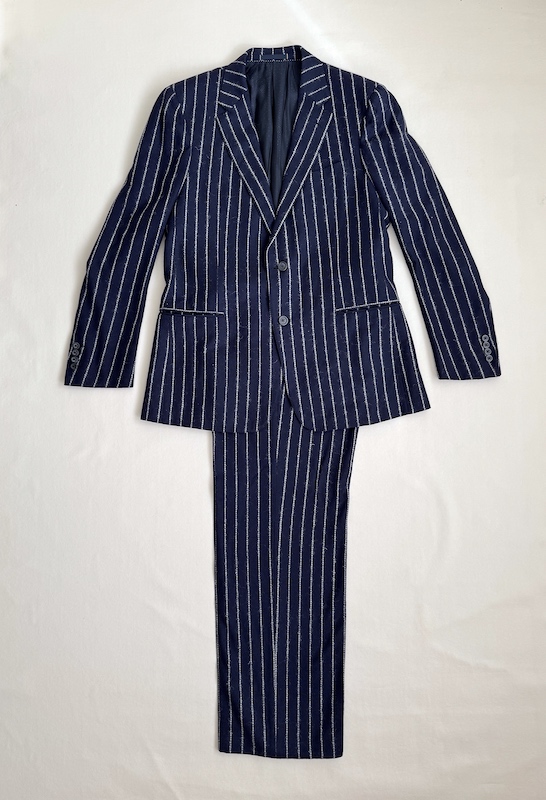 Versace Navy Pinstripe Wool-Cashmere Suit Size IT52