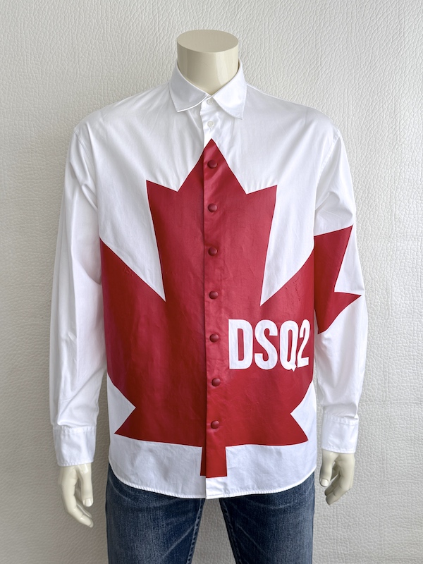 Item Condition : Pre-loved Brand : Dsquared2 Size : 46 Sleeve style: Long Sleeve Size Type: Regular Material: Cotton-polyamide Color : White -Red NOTE:Note: Please see the images to verify the condition of the garment. Measures Shoulder to shoulder: 53cm / 20.86