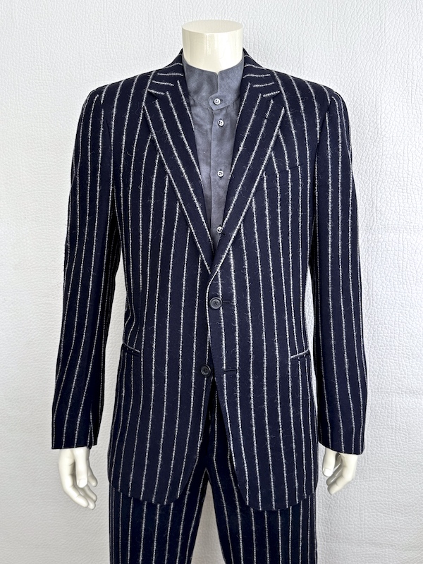 Versace Navy Pinstripe Wool-Cashmere Suit Size IT52