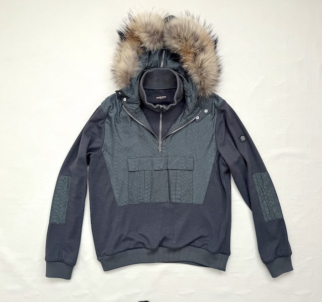 Roberto Cavalli Hybrid Hoodie Fur Trim Detachable Hood Sz.IT52