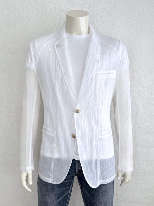 Hermes White Deconstructed Blazer Ultra Lightweight Mao Collar Runway Piece IT52