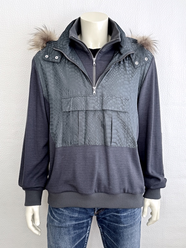 Roberto Cavalli Hybrid Hoodie Fur Trim Detachable Hood Sz.IT52